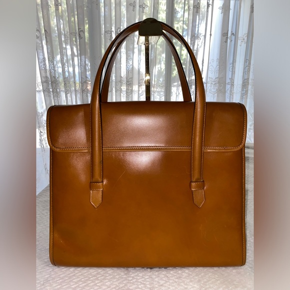 CELINE - Rust Brown Structured Leather Tote with Turnlock & Chain **FINAL PRICE* - Picture 2 of 15